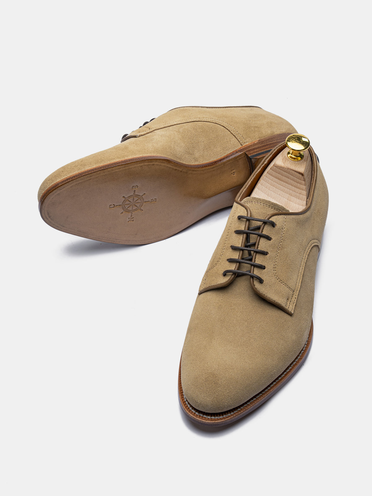 HERBERT Plain Toe Derby Beige Suede