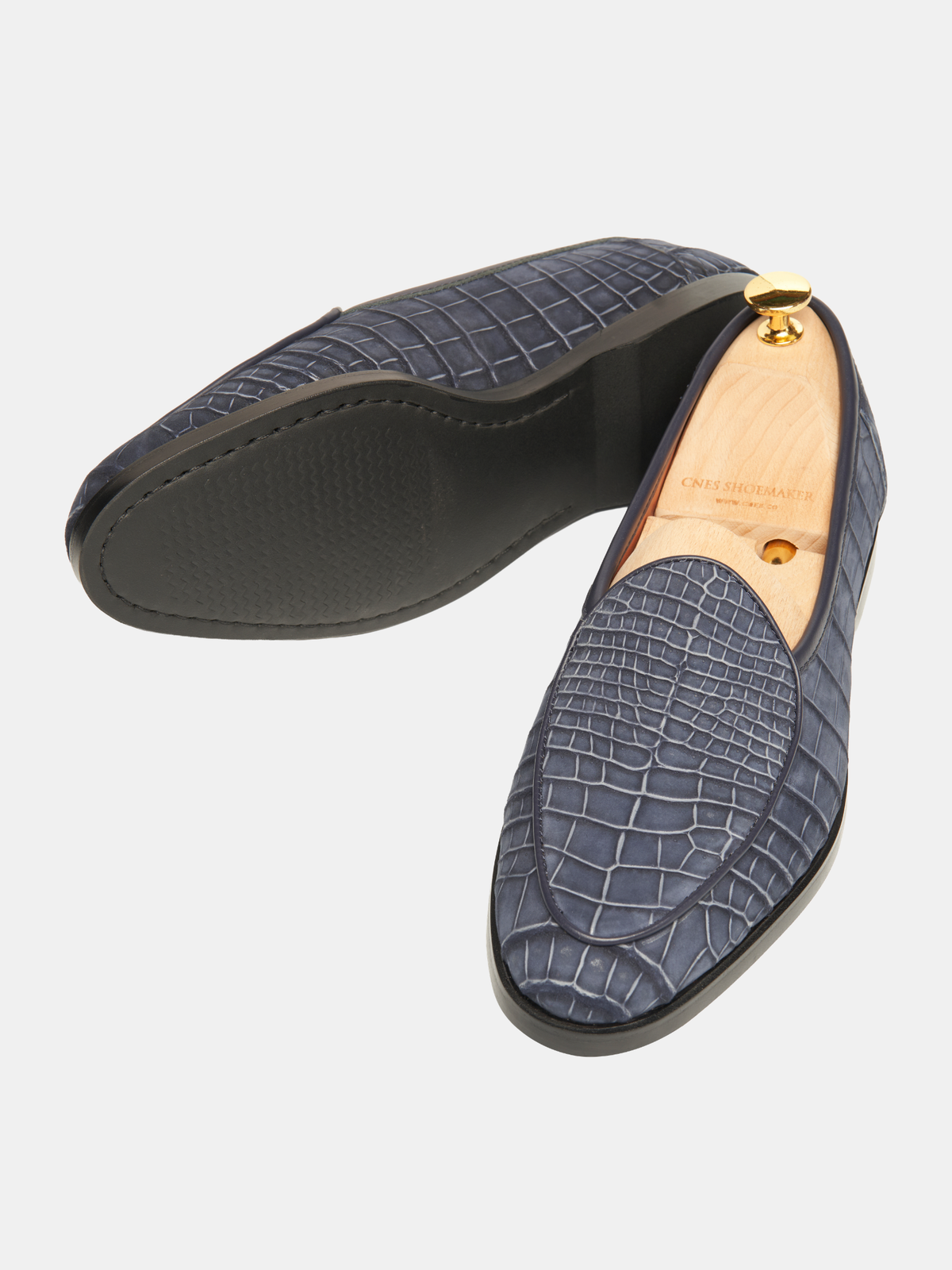 [MTO] BLW Belgian Loafer Blue Croc Nubuck