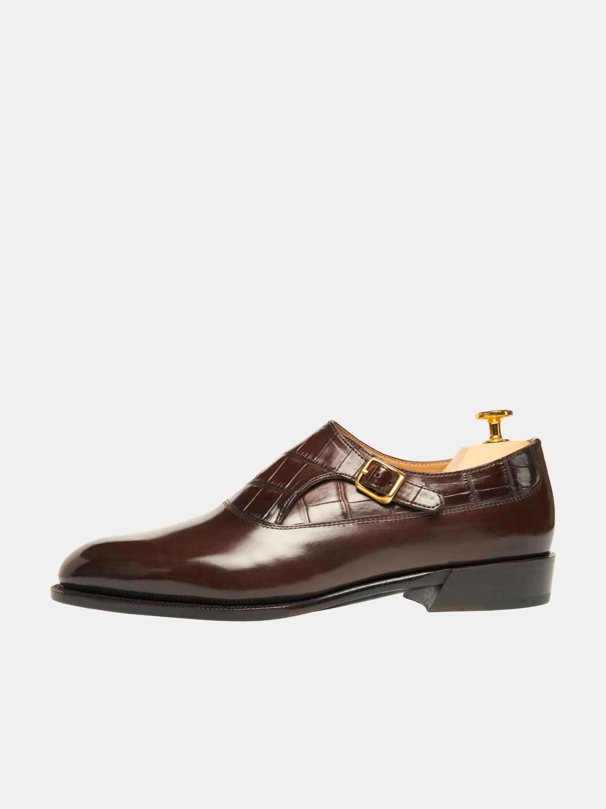 [MTO] GIGI Single Monk Strap Dark Brown Croc