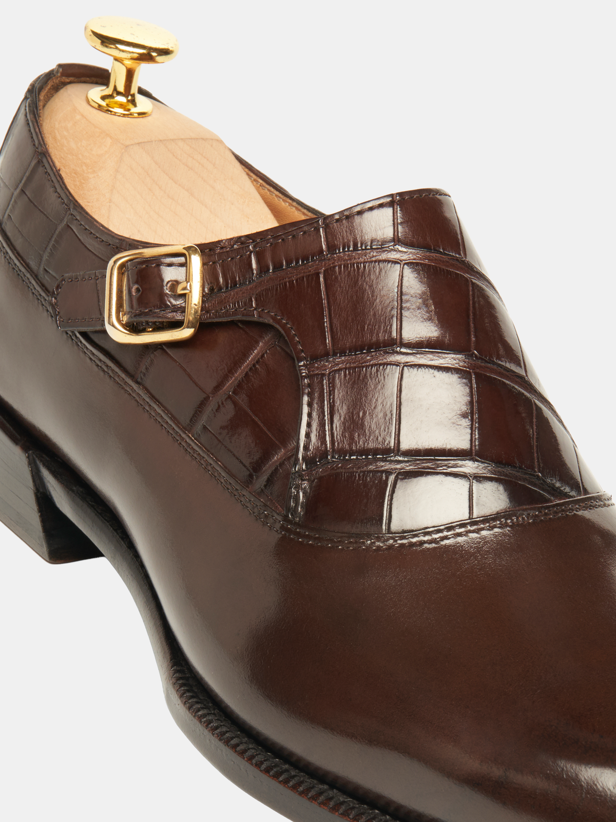 [MTO] GIGI Single Monk Strap Dark Brown Croc
