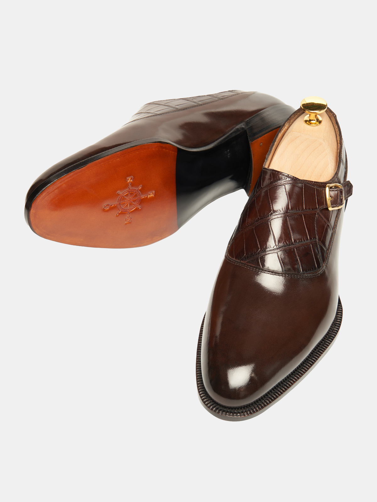[MTO] GIGI Single Monk Strap Dark Brown Croc