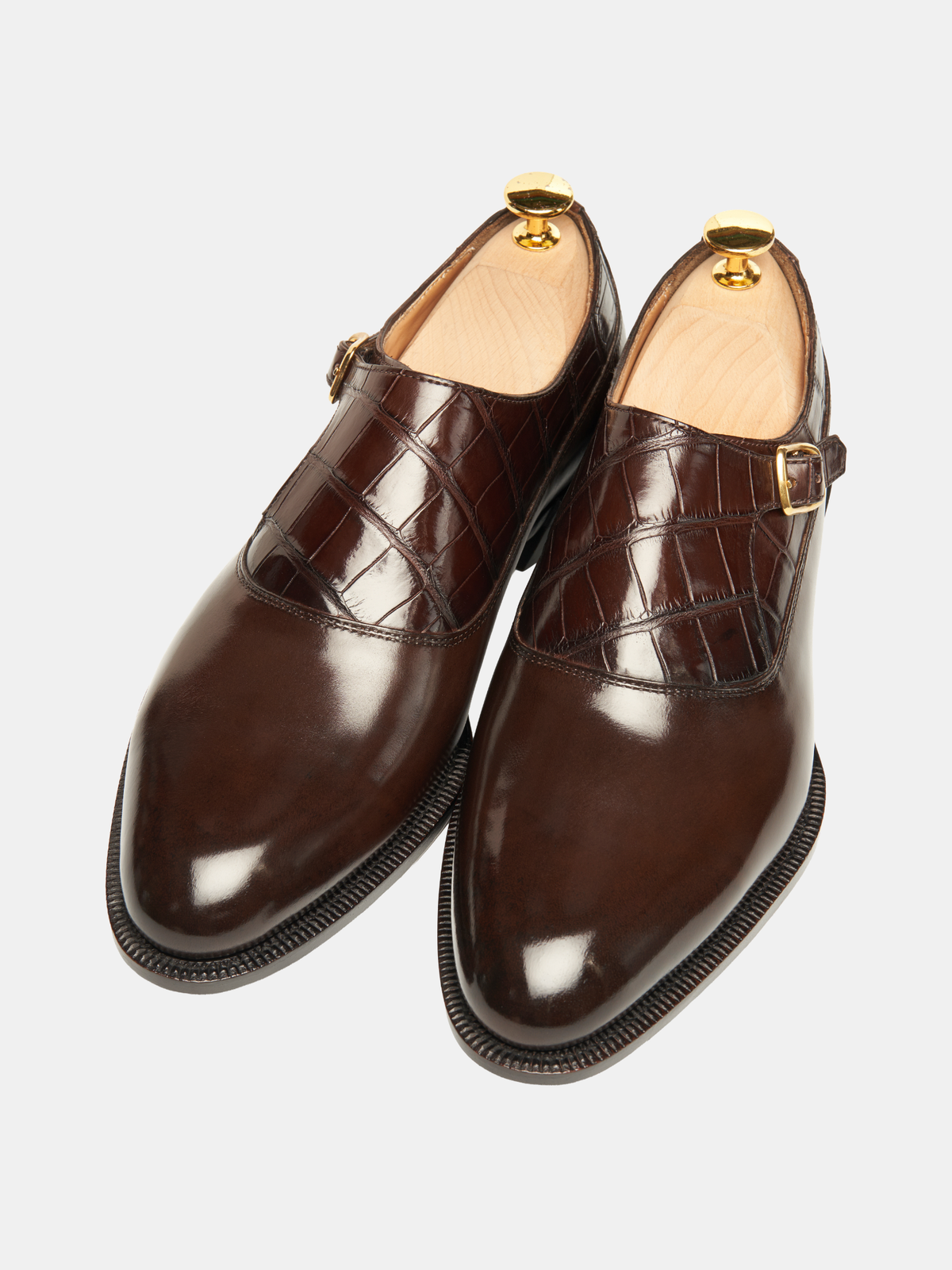 [MTO] GIGI Single Monk Strap Dark Brown Croc