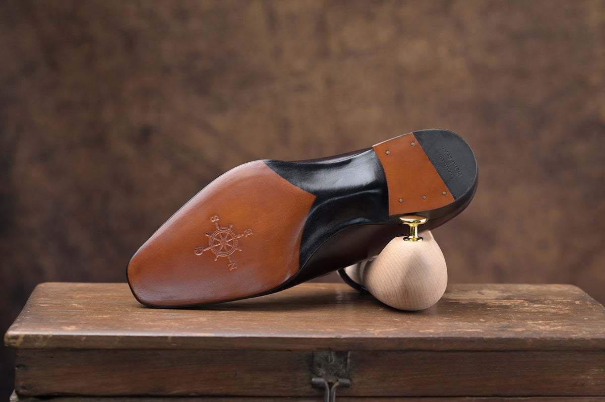 [MTO] GEOFFREY Lazyman Oxford Dark Brown Hatch Grain