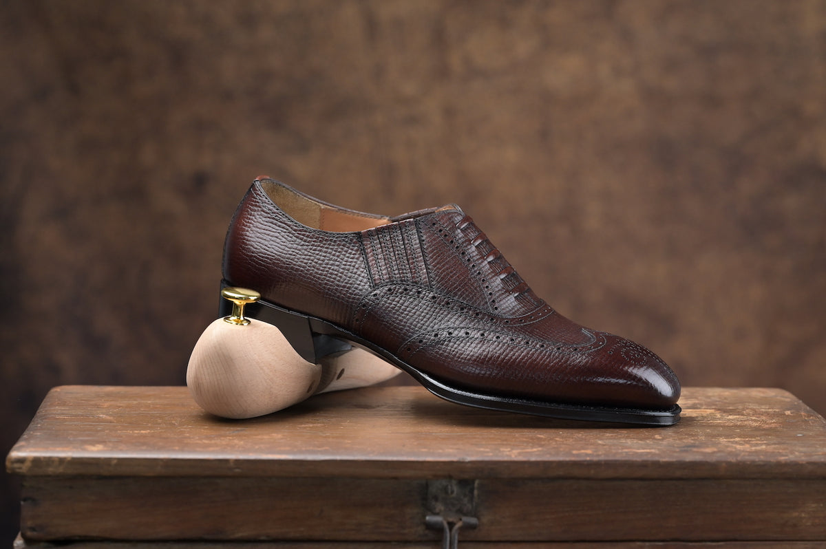 [MTO] GEOFFREY Lazyman Oxford Dark Brown Hatch Grain