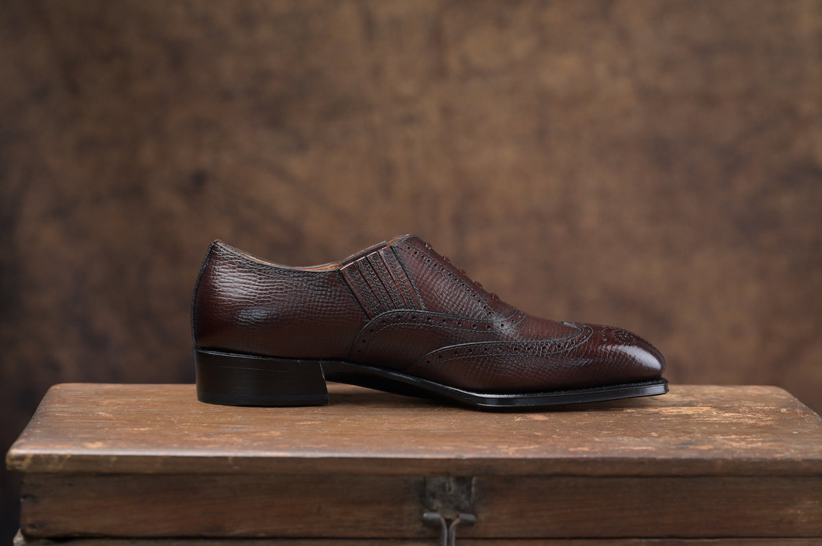 [MTO] GEOFFREY Lazyman Oxford Dark Brown Hatch Grain