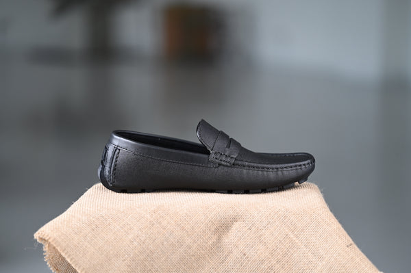 SALE] CNS D207 Saffiano / Embossed Black Moccasin - CNES Shoemaker