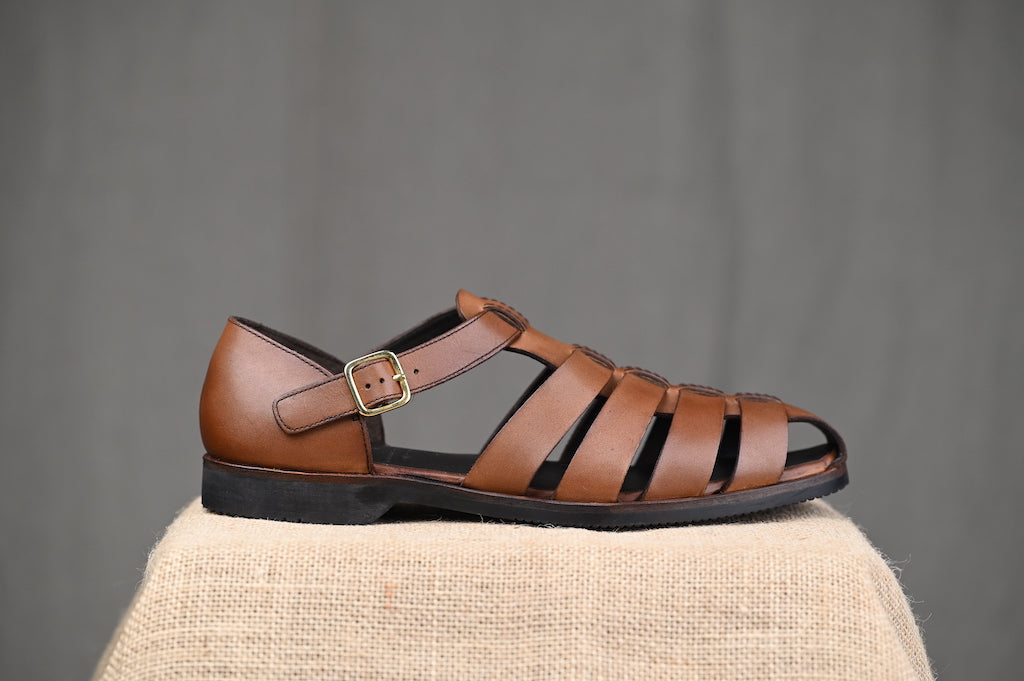 OS - TONKIN Gurkha Sandals (Brown Calf) - CNES Shoemaker 